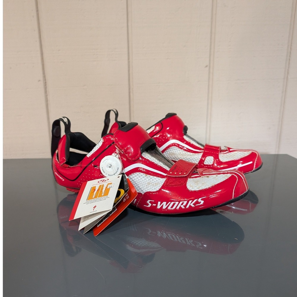 Specialized S-Works Trivent Triathlon Cycling Shoes Red White BOA Carbon 45.5